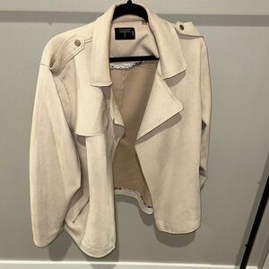 Tahari Cream Suede Jacket